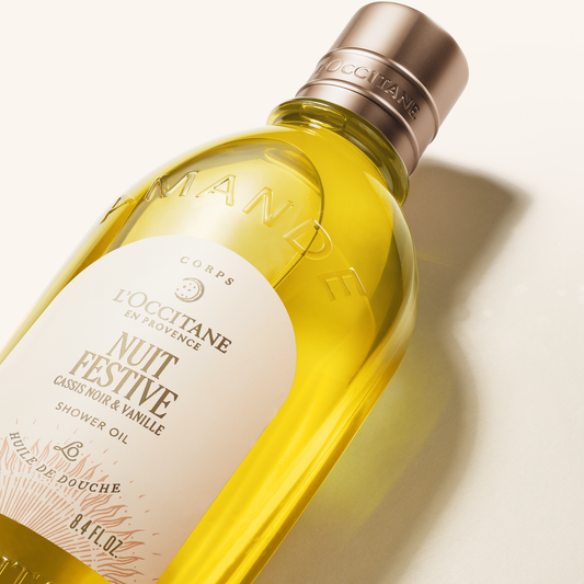 שמן רחצה שקדים, וניל ודומדמנית שחורה