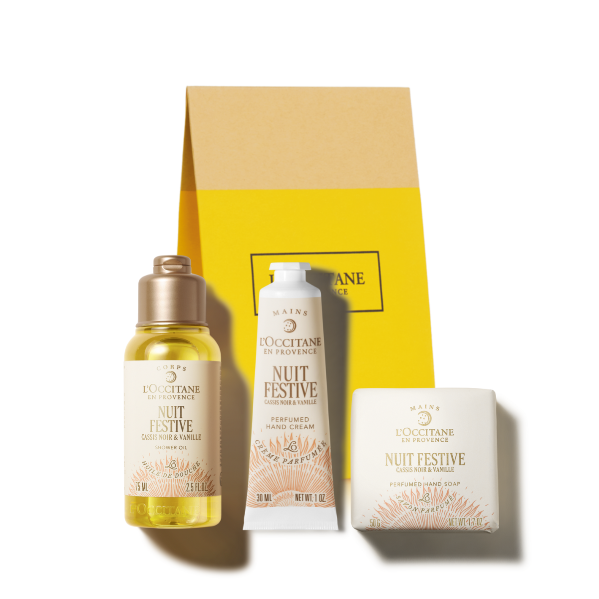 מארז לנסיעה שקדים וניל ודומדמנית שחורה לטיפוח הידיים והגוף