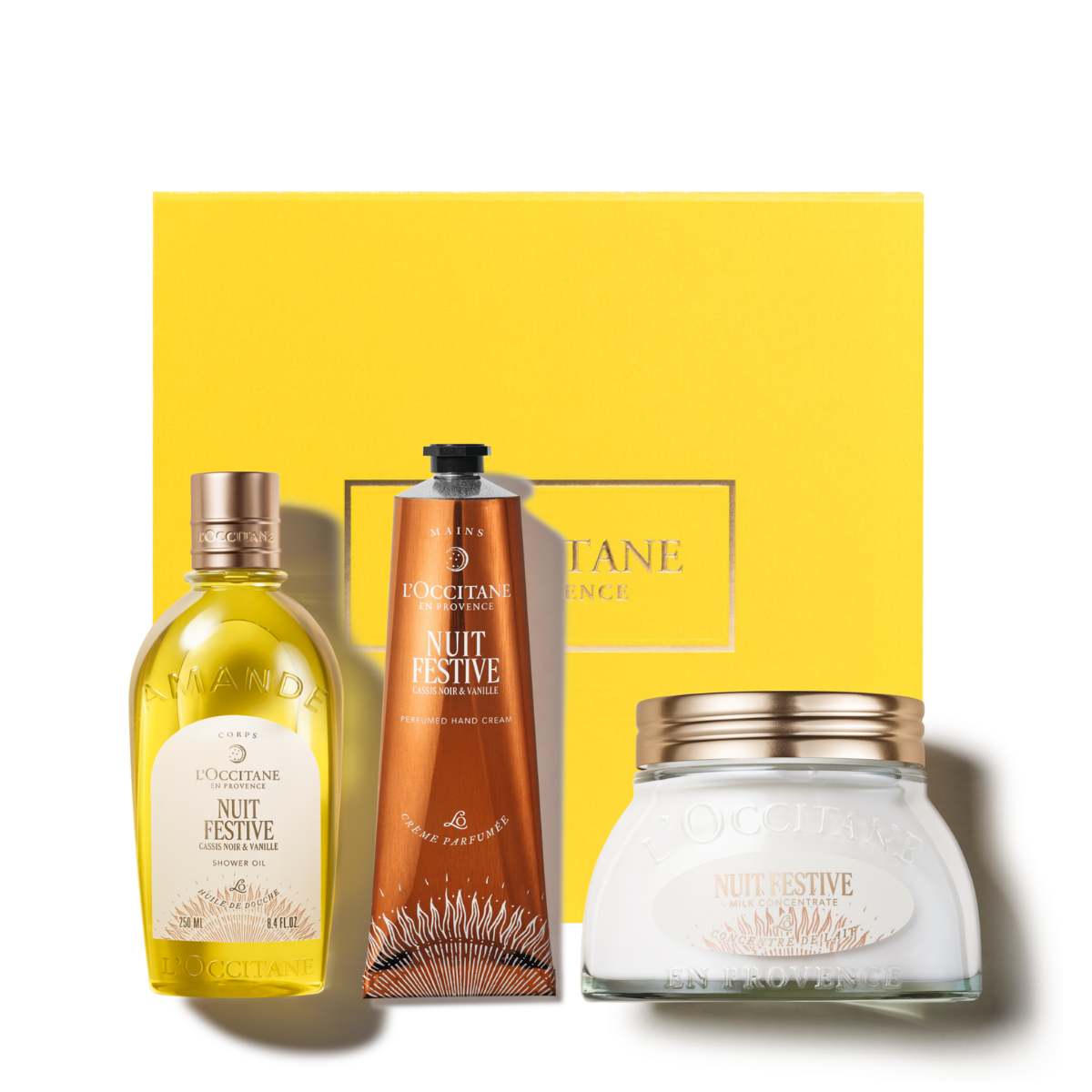 מארז מפנק  לטיפוח הגוף והידיים שקדים וניל ודומדמנית שחורה