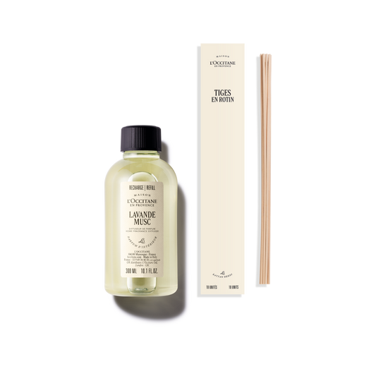 דיפיוזר בניחוח לבנדר מאסק (אריזת מילוי) & 10 מקלות ראטן