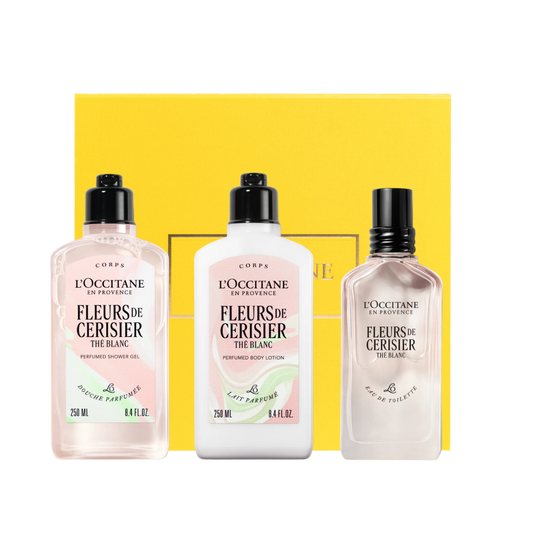 מארז מפנק לטיפוח הגוף והידיים פריחת הדובדבן תה לבן